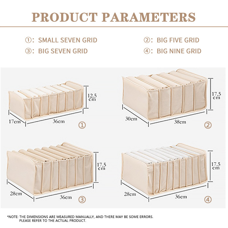 Clothes Organizer Drawers Wardrobe Compartment Separation Underwear Portable 7 Grids Storage Box