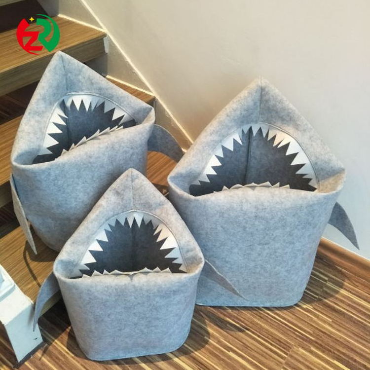 Home fashion eco-friendly dirty clothes box foldable blanket felt shark laundry basket