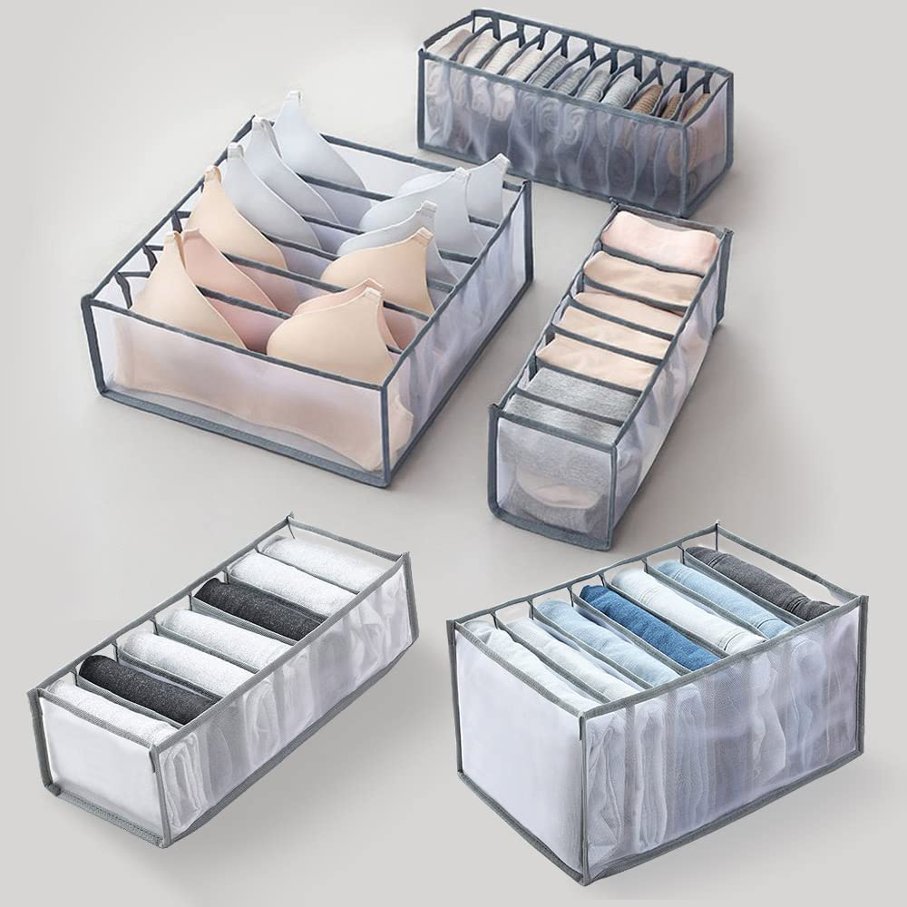 Wardrobe Clothes Organizer for Jeans, Upgraded Drawer Organizers for Clothing with Handle Foldable, Drawer Organizers Clothes