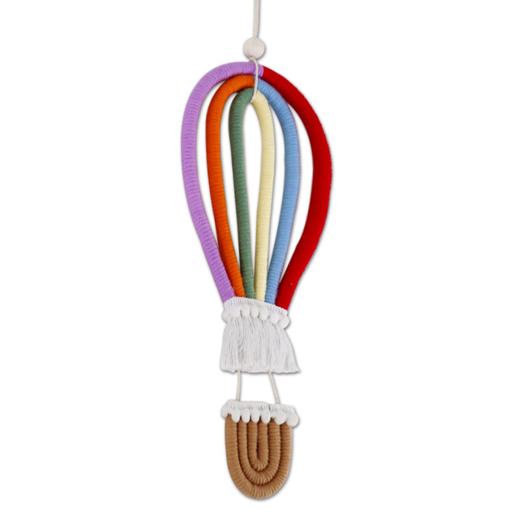 Hot-air Balloon Pendant Lanyard Design Hanging Decoration Rainbow Wall Hanging for Kids Room and Home Decor