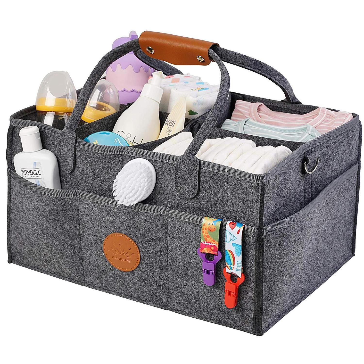 Multi pockets baby nursery storage felt fabric diaper caddy organizer