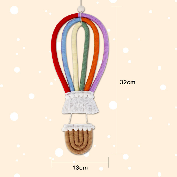 Hot-air Balloon Pendant Lanyard Design Hanging Decoration Rainbow Wall Hanging for Kids Room and Home Decor