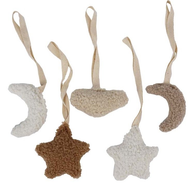 New Design Teddy Velvet Hanging Decoration Home Ornaments Customized Cute Star,Crescent Moon,Clouds Shaped