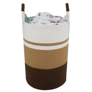 Cotton Rope Basket Baby Laundry Basket Tall Woven Baskets for Storage