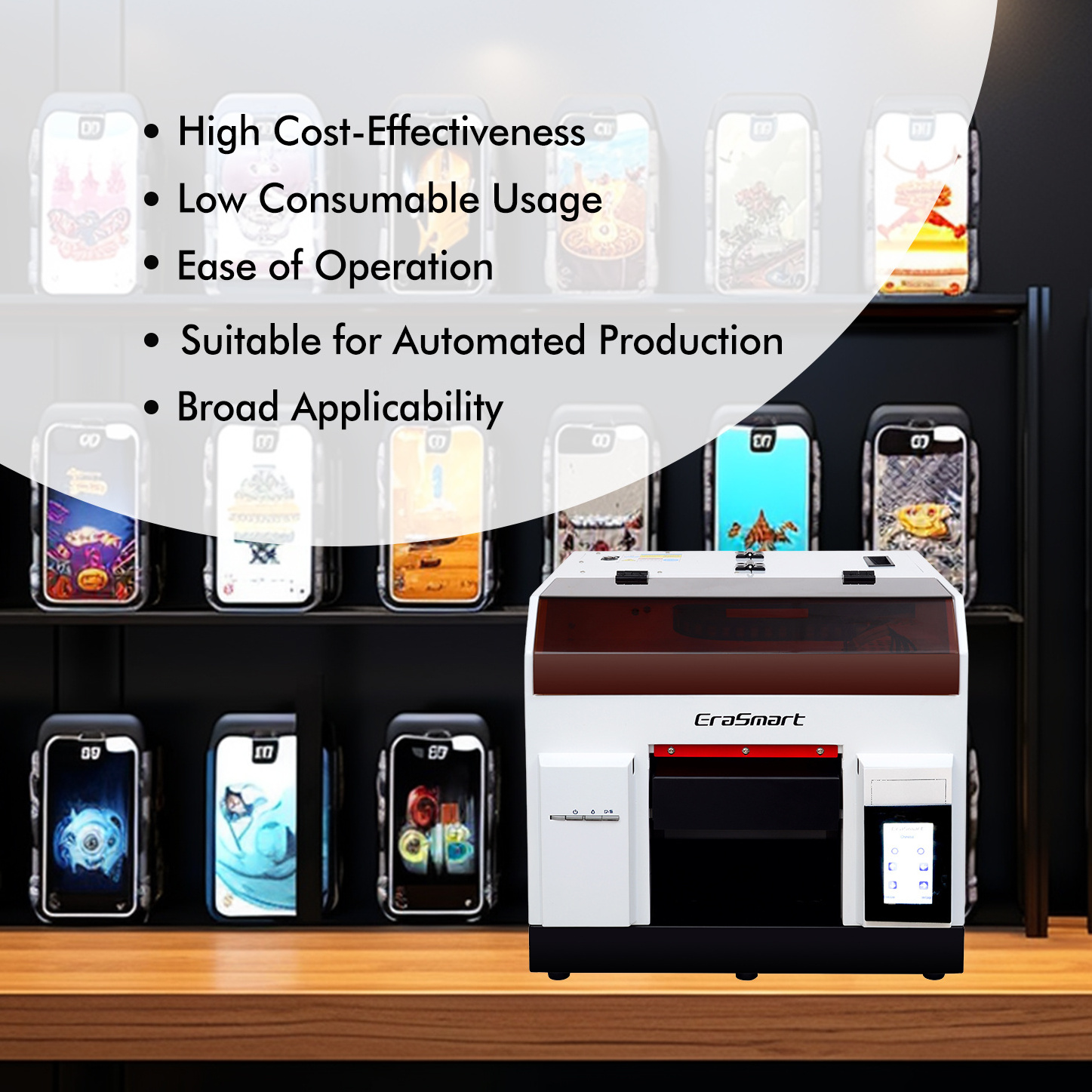 Erasmart A4 UV Printer Small business card Plastic Bag Printing Machine, Small Logo Printing Machine