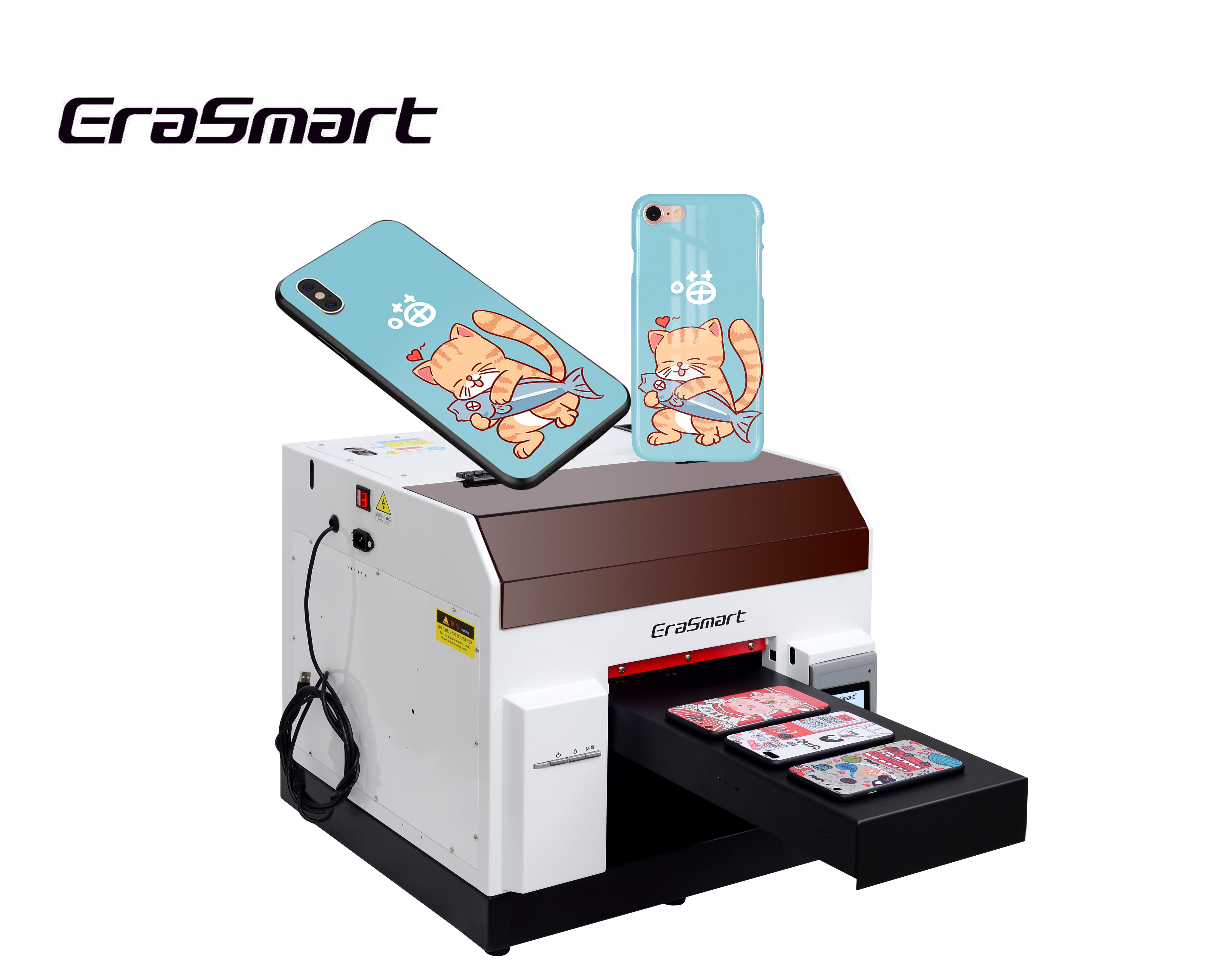 EraSmart L800 Head inkjet printers semi-automatic Flatbed UV Phone Case Printer A4 UV Printer For Small Business