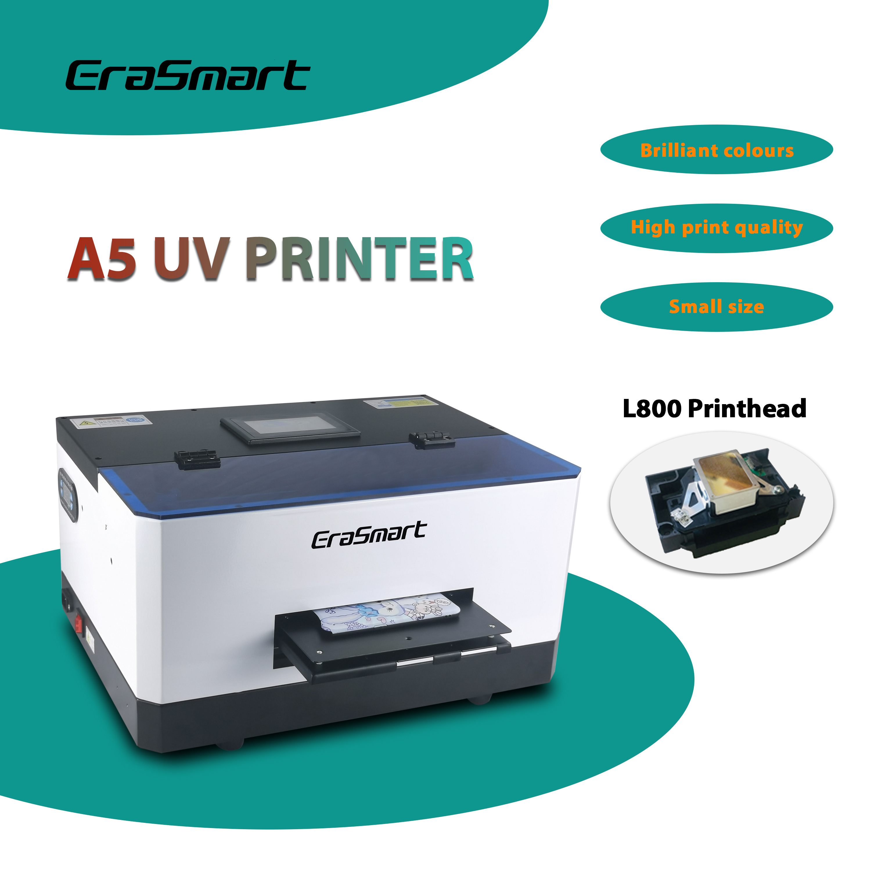 Erasmart L800 Head Digital Mini Uv Printer Portable Phone Case Printing Machine A5 Uv Printer