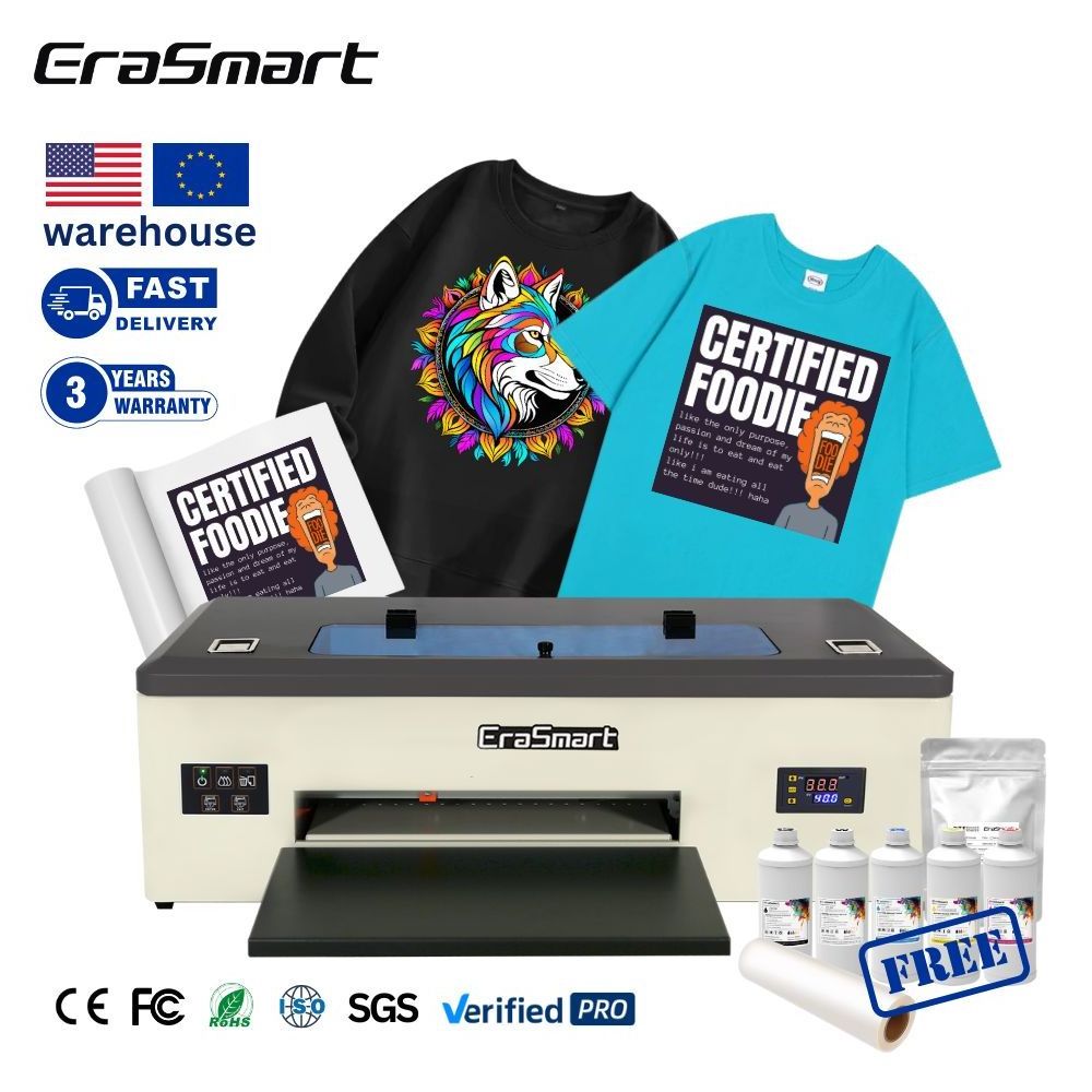 EraSmart 30cm Roll Digital A3 Inkjet T-Shirt Printing Machine Heat Transfer Pet Film Dtf Printer For Textile Fabric Garment