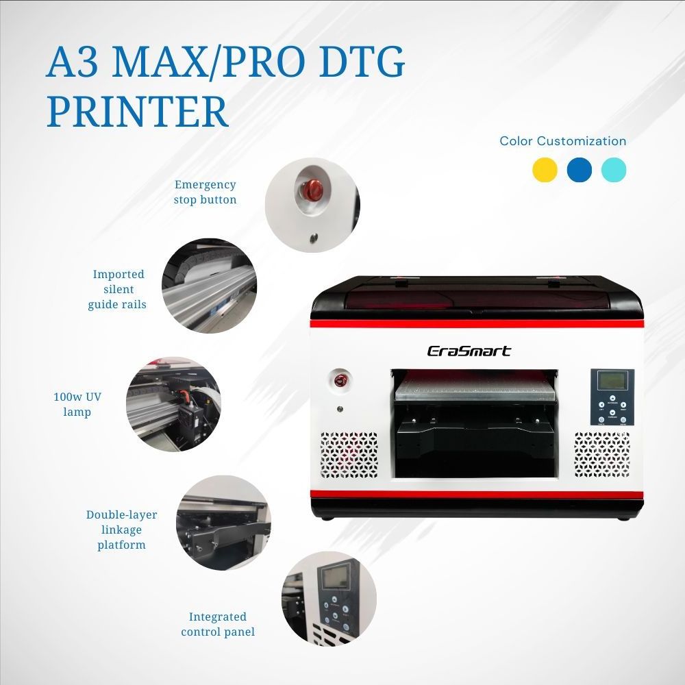 Erasmart Cheap Price Digital Printer Direct On Fabric Inkjet A3 DTG Printer Tshirt Printing Machine For Small Business At Home