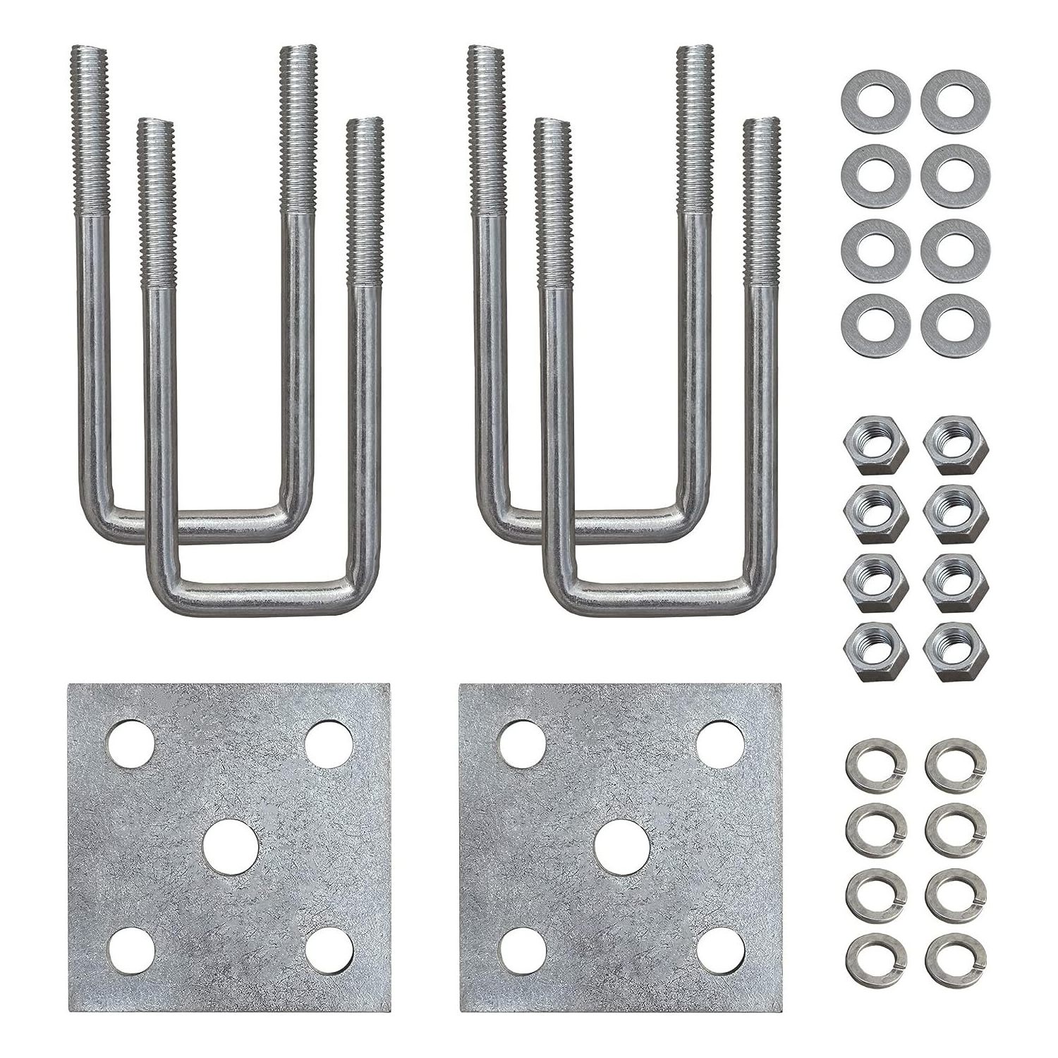 U Bolts & Plate Kit for Boat Trailer Axle Leaf Springs Galvanized Zinc, 2 1/8