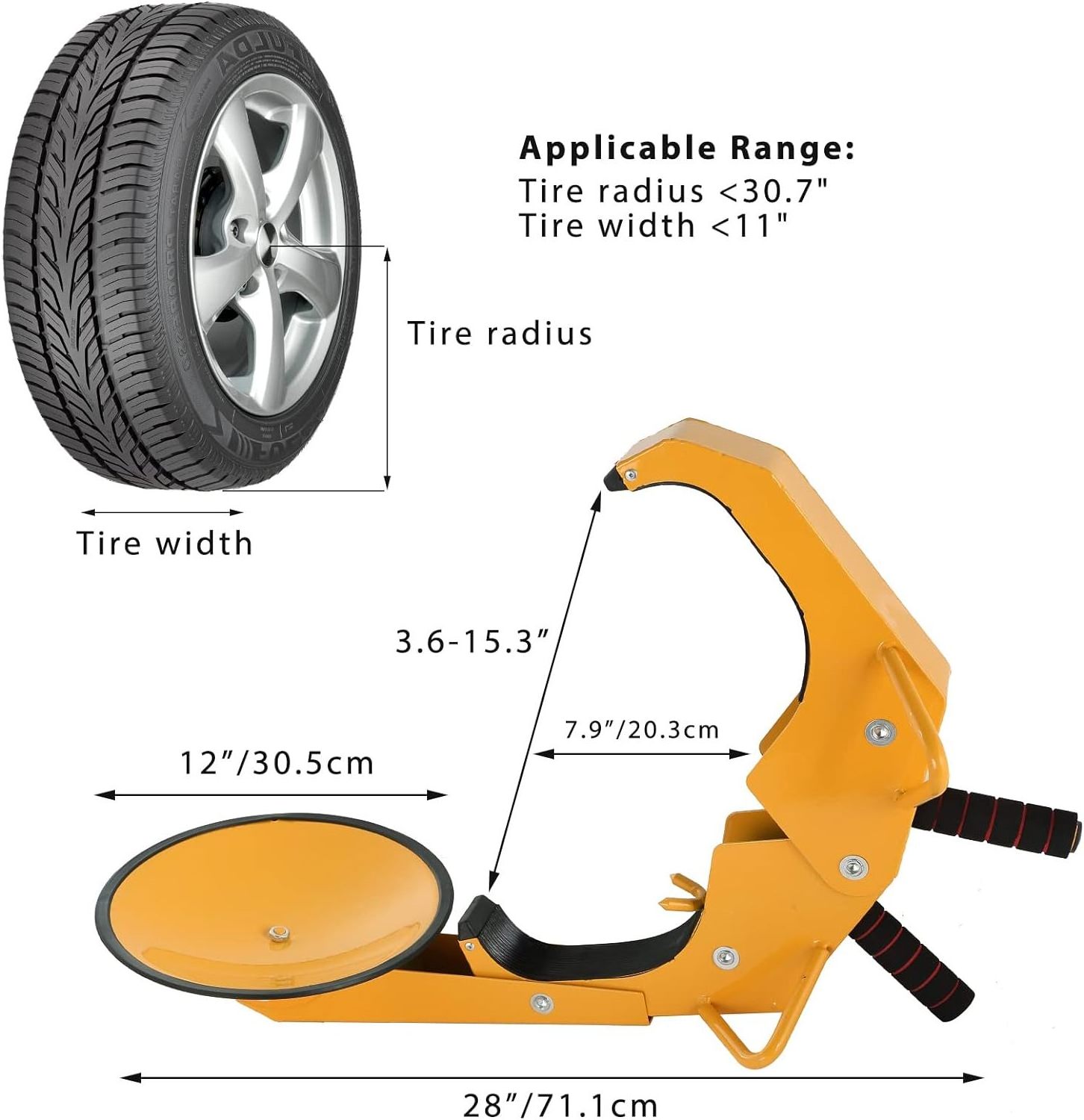 Wheel Lock Clamp  Heavy Duty Anti Theft Trailer Wheel Lock Adjustable Tire Boot Lock Tire Claw for Parking Car Truck RV SUV