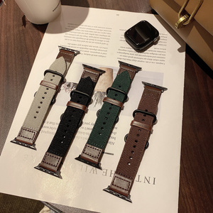 Leather+Nylon Strap for Apple Watch 7 Band 41mm 45mm iWatch Band 42mm 38mm Fashion Bracelet for Correa iWatch 7 6 5 4 3 2 1