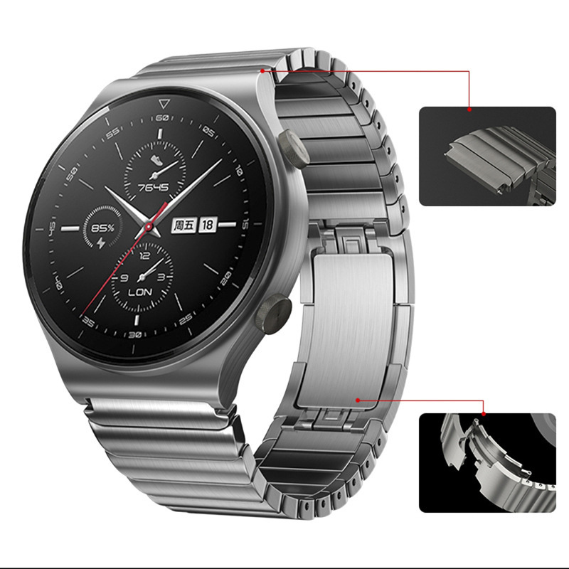 22mm Metal Strap For Huawei Watch GT3 Pro Watch 3 46mm Honor Magic 2 Porsche Design Butterfly Buckle Stainless Steel Bracelet