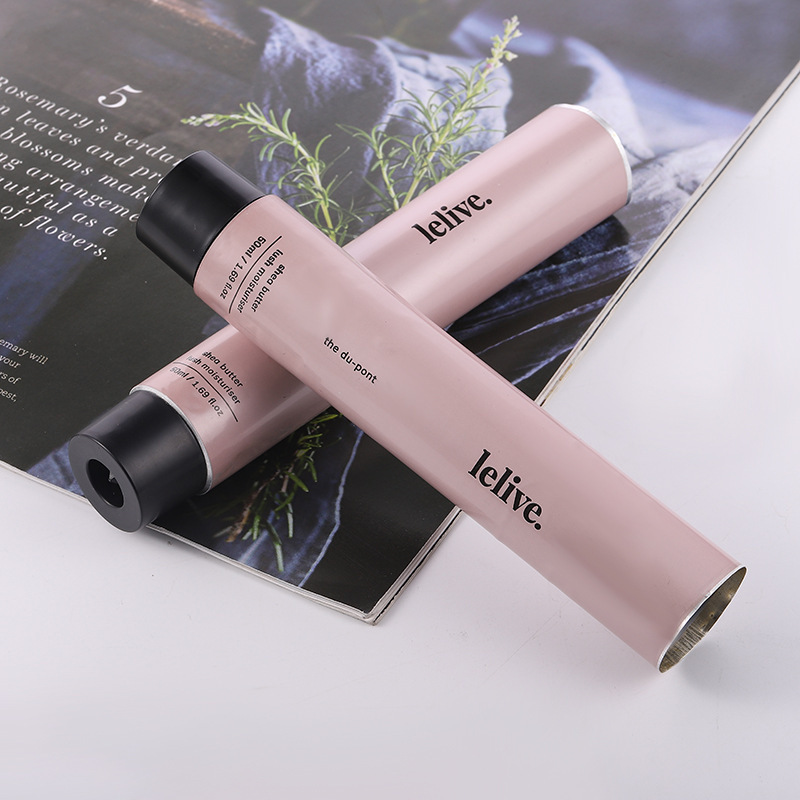 Custom Cosmetic Metal 100% Aluminum Pink Tube Makeup Body Eye Cream Skincare Packaging Tube