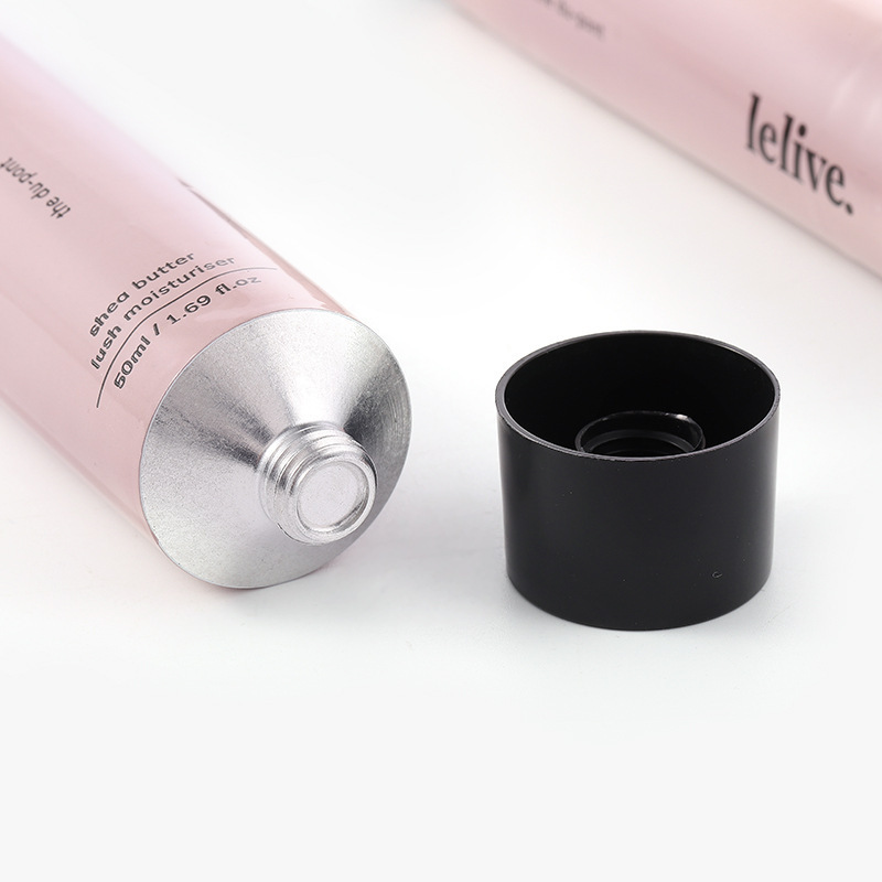 Custom Cosmetic Metal 100% Aluminum Pink Tube Makeup Body Eye Cream Skincare Packaging Tube