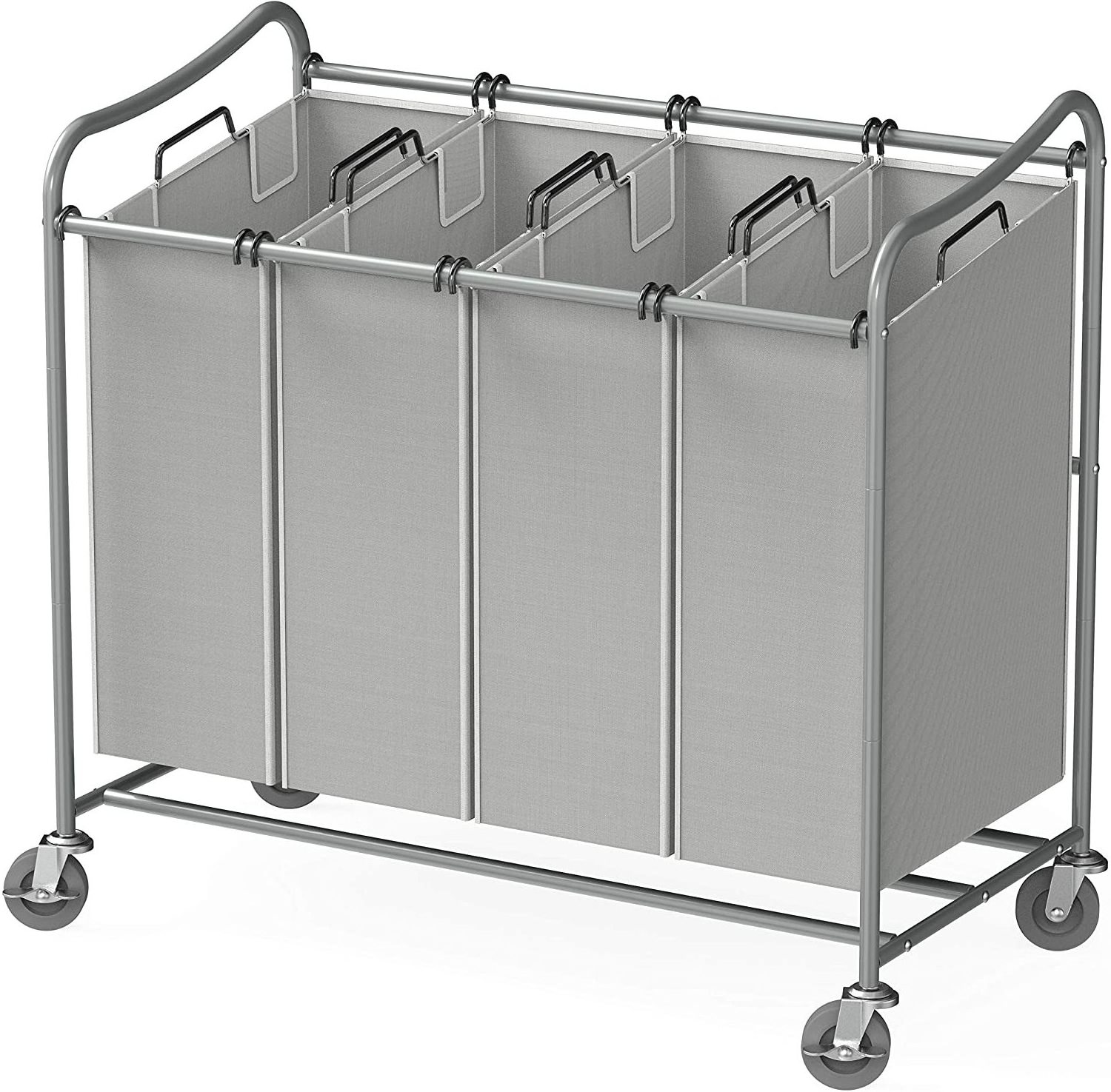 Simple house ware 4-Bag Heavy Duty Rolling Laundry Sorter Cart, Chrome