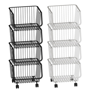 4-Tier Stackable Metal Storage Bins Home Kitchen Vegetable or Fruit Rack & Shelving Unit