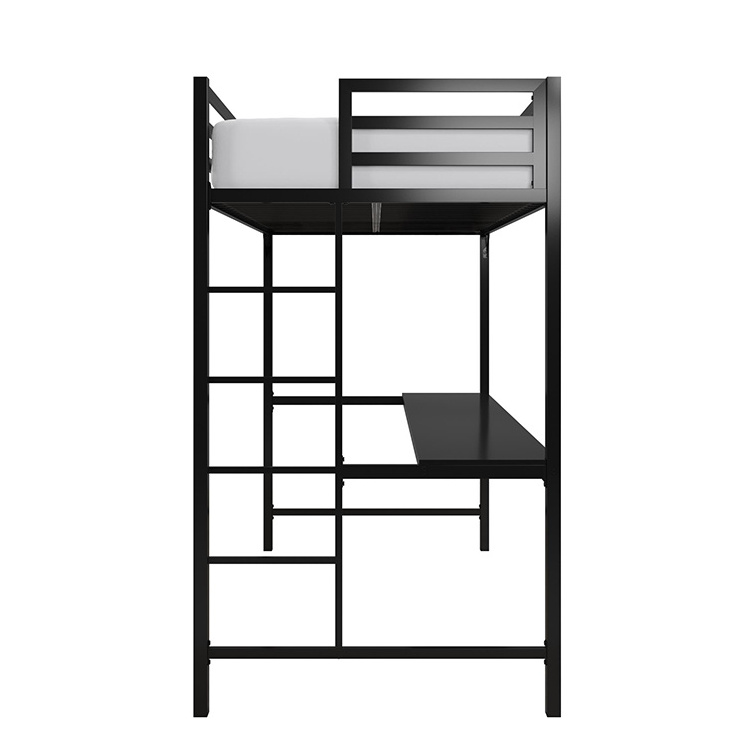 Home School Apartment Dormitory Industrial Adult Student Metal Loft Bunk Beds With Desk