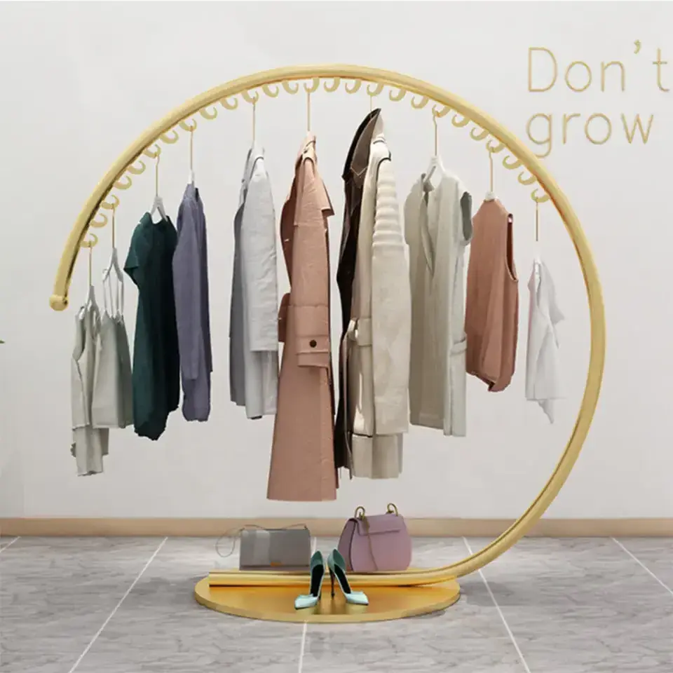 Stable Gold Unique Semicircle Clothes Rack Stable Gold Clothing Rack Display for Clothing Store Bedroom Garment Rack