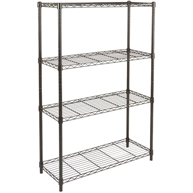 Basics 4 Tier Matt Black Adjustable Storage Rack Heavy Duty Unit Steel Organizer Wire Shelving 1400 lbs loading capacity