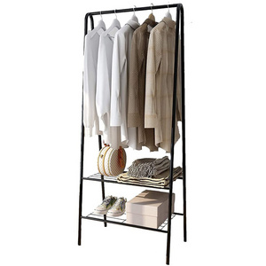 Heavy Duty Clothes Rack with 2-Tier Shelves and Top Rod Hanger