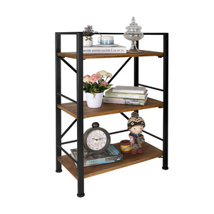 Bookshelf, 3 Tier Real Wood Bookshelf, Metal Book Shelf for Storage, Bookcase for Office Organization and Storage,crate shelf