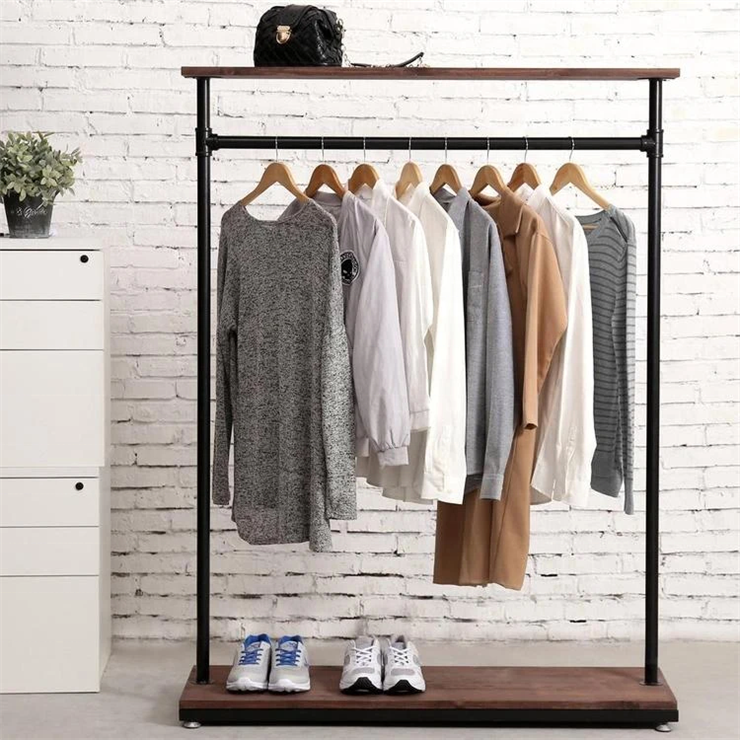 Double Rails Clothes Rack Metal Garment Racks with 2-Tier Bottom Shelves Heavy Duty Portable Clothes Organizer Rack