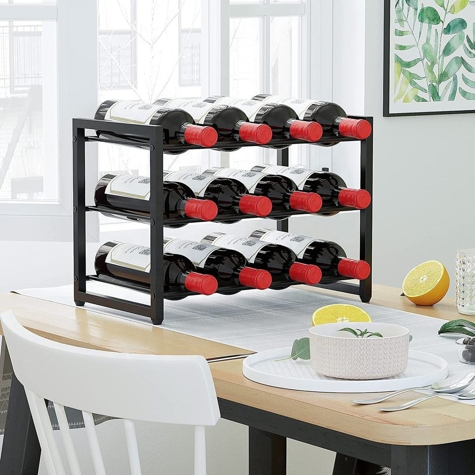 3 Tier Stackable Wine Rack Freestanding 12 Bottles Organizer Holder Stand Countertop Storage Shelf