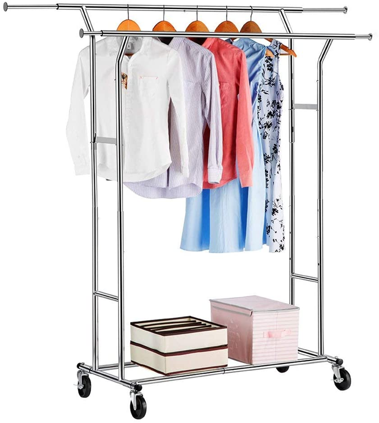 Double Rail Garment Racks Clothes Racks Commercial Grade Height Adjustable Heavy Duty Clothing Racks for Boutiques