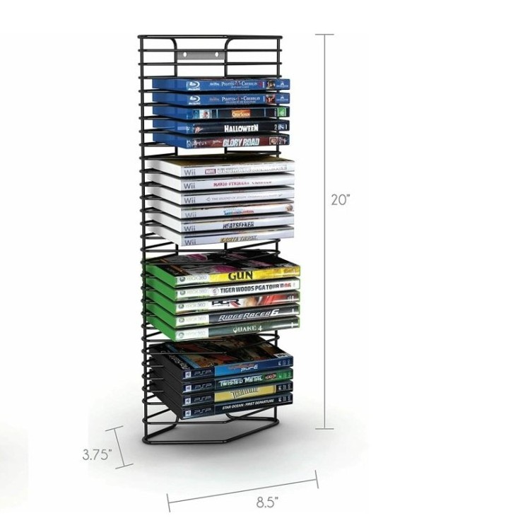 Wall Mount Stand Steel DVD Tower CD Holder Game Storage Tower CD Storage Rack