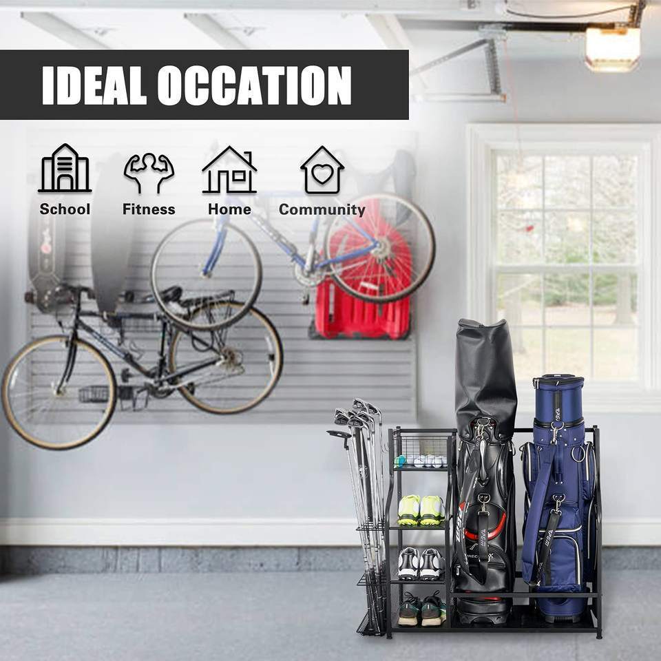 Multipurpose Golf Bag Storage Garage Organizer Golfing Equipment Display Rack For Garage Living Room