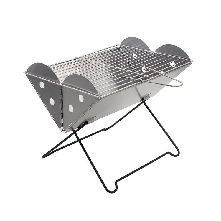 Flat pack Portable Stainless Steel Mini Charcoal BBQ Grill and Fire Pit