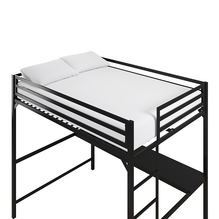 Home School Apartment Dormitory Industrial Adult Student Metal Loft Bunk Beds With Desk