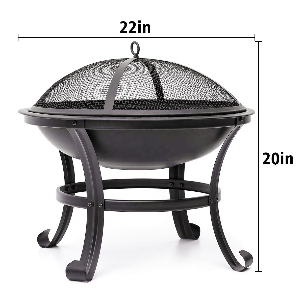 Customized Steel BBQ Grill Firepit Bowl Fire Pits with Mesh Spark Screen Cover