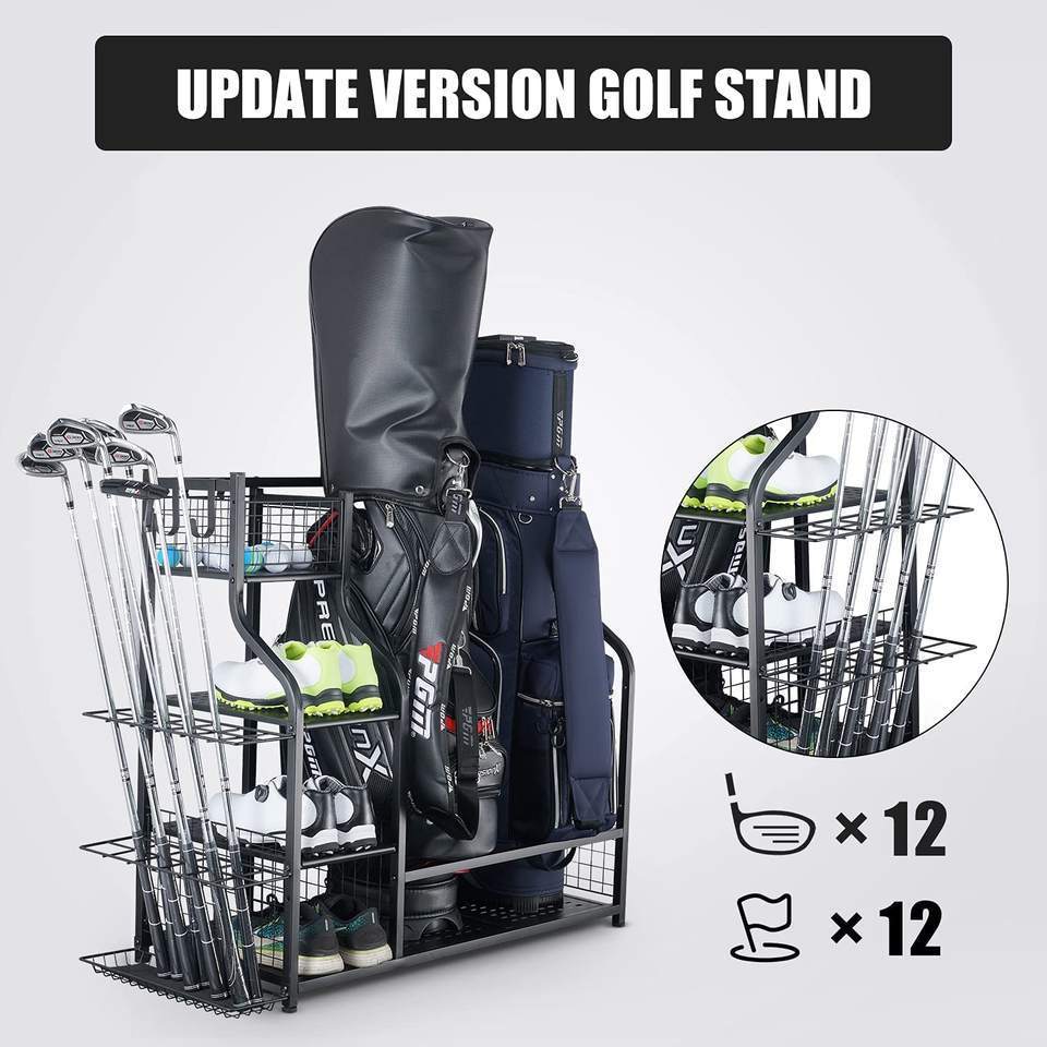 Multipurpose Golf Bag Storage Garage Organizer Golfing Equipment Display Rack For Garage Living Room