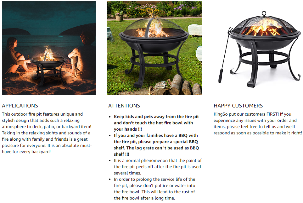 Customized Steel BBQ Grill Firepit Bowl Fire Pits with Mesh Spark Screen Cover