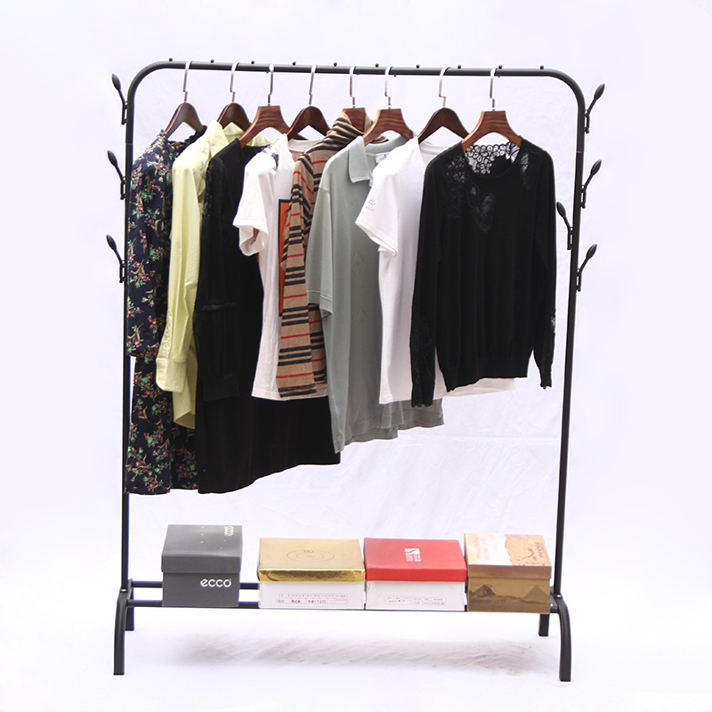 Factory Directly Provide Mobile Stand Hanger Vertical Plastic Folding Drying Double Pole Clothes Rack