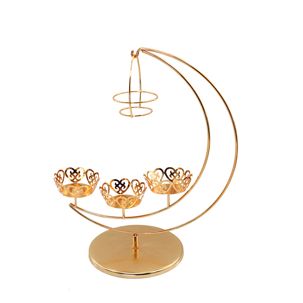 Popping Moon Like Appearance Golden Metal Detachable Wedding Cake Stand For Four Mini Cupcake