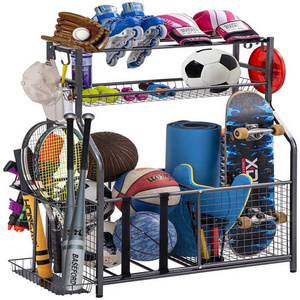 Golf Bag Storage Garage Sports Equipment Storage Organizer with Baskets and Hooks