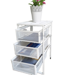 Metal 3 Tier Sliding Basket Organizer Metal Drawer Storage