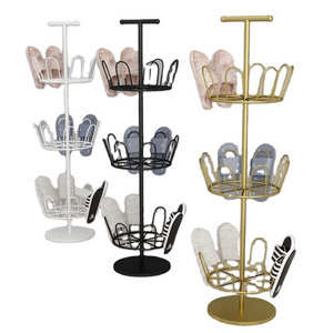 The balcony outdoor 3 tiers shelves Air drying Rotating storage slipper shoe display rack