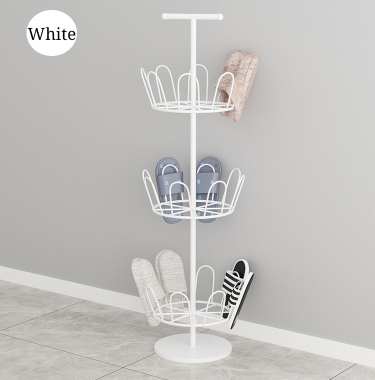 The balcony outdoor 3 tiers shelves Air drying Rotating storage slipper shoe display rack