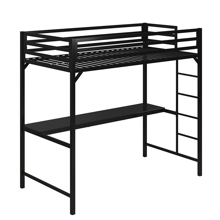 Home School Apartment Dormitory Industrial Adult Student Metal Loft Bunk Beds With Desk