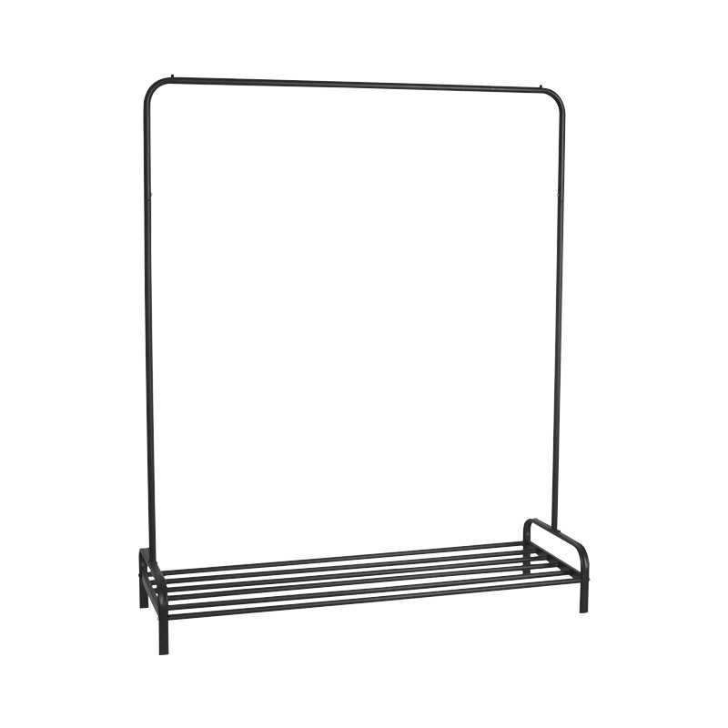 Metal Multifunctional Single Pole Garment Rail Foldable Floor Clothing Organizer with Clothes Hanger Rack for Bathroom Use