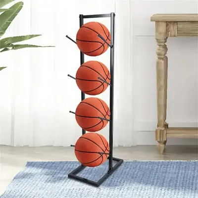 Ball Holder 4-Tier Multipurpose Basketball And Medicine Ball Storage Rack Indoor Outdoor Vertical Exercise Ball Rack