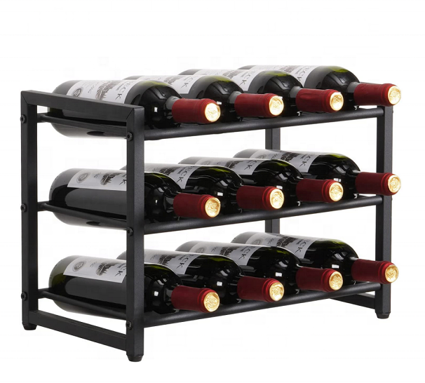 3 Tier Stackable Wine Rack Freestanding 12 Bottles Organizer Holder Stand Countertop Storage Shelf