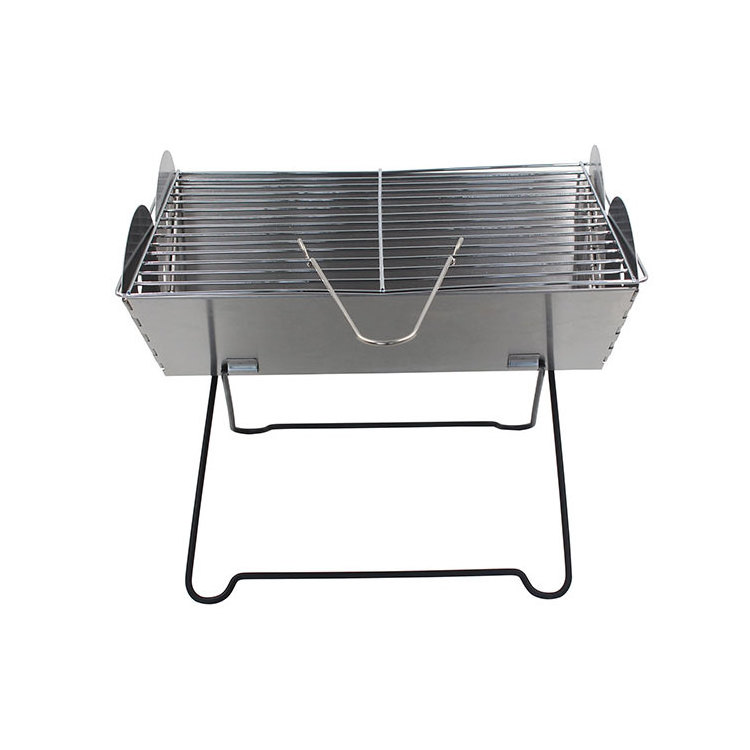 Flat pack Portable Stainless Steel Mini Charcoal BBQ Grill and Fire Pit