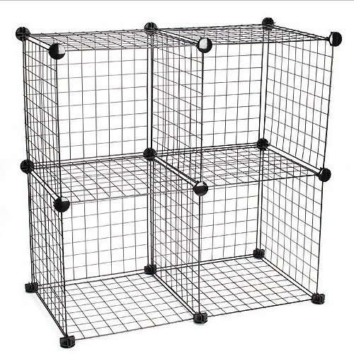 Black Assembled Wire Panel Shelf Metal Wire Sheing Unit