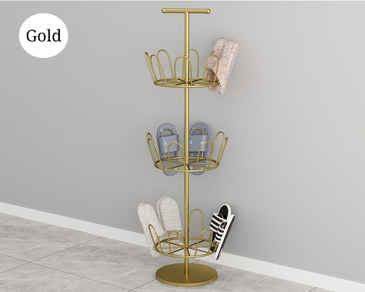 The balcony outdoor 3 tiers shelves Air drying Rotating storage slipper shoe display rack