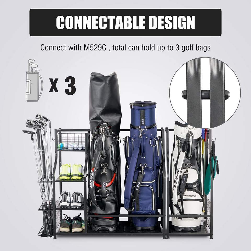 Multipurpose Golf Bag Storage Garage Organizer Golfing Equipment Display Rack For Garage Living Room